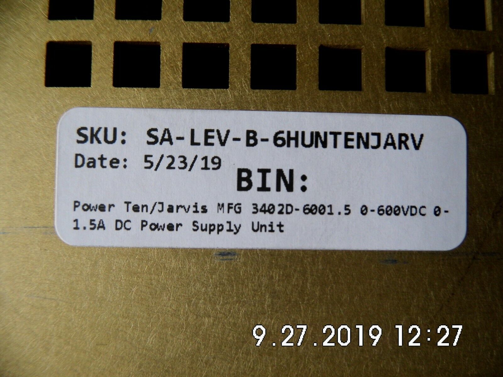 Power Ten Inc. 3402D-6001.5 600Vdc 1.5A DC Power Supply, Functionally Tested Power Ten Inc. 3402D-6001.5 600Vdc 1.5A DC Power Supply, Functionally Tested
